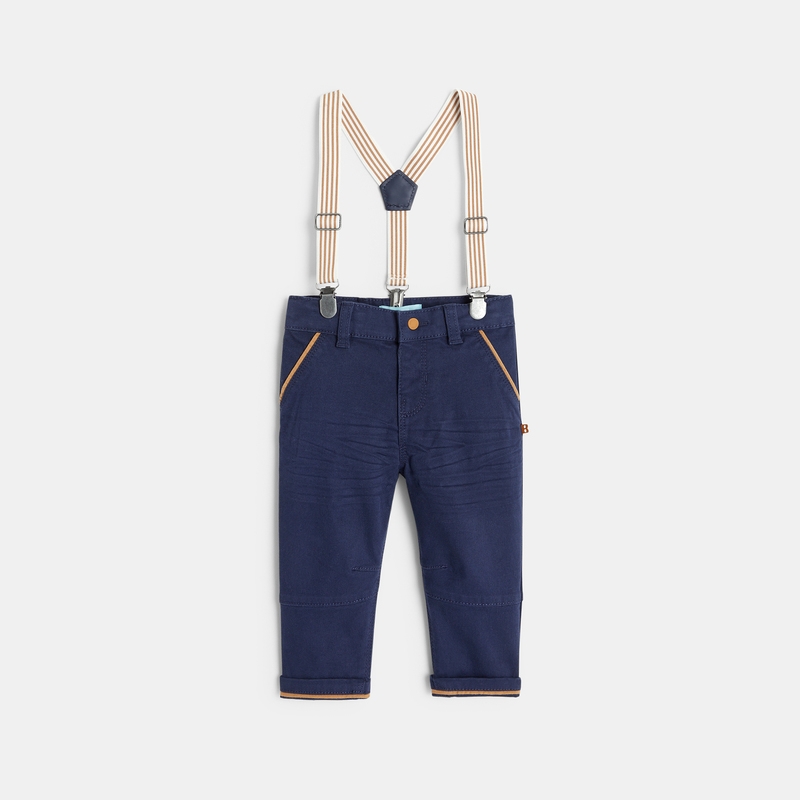 Pantalon à bretelles amovibles bleu bébé garçon