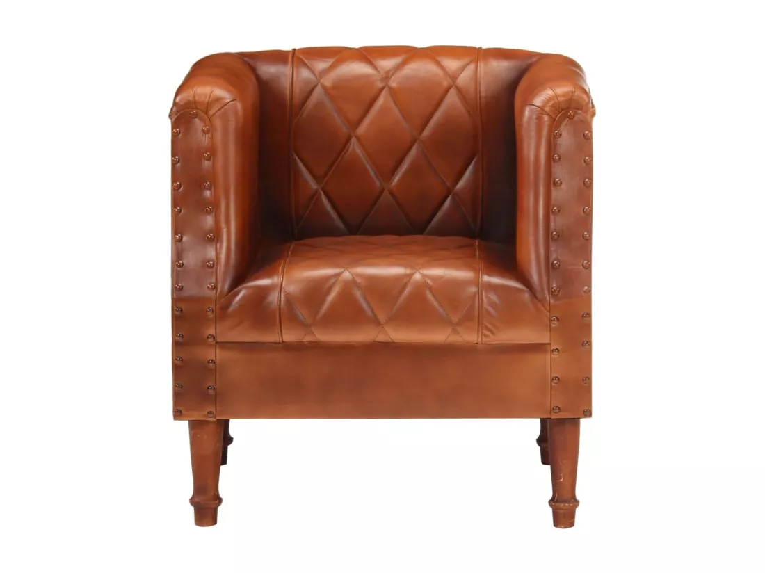 Fauteuil Marron Cuir véritable de chèvre