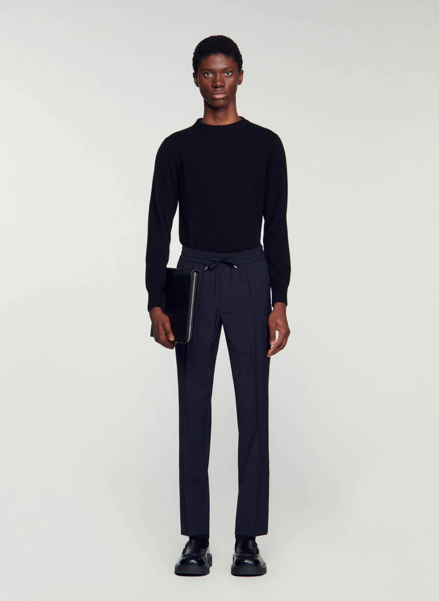 Pantalon droit élastiqué | Bleu