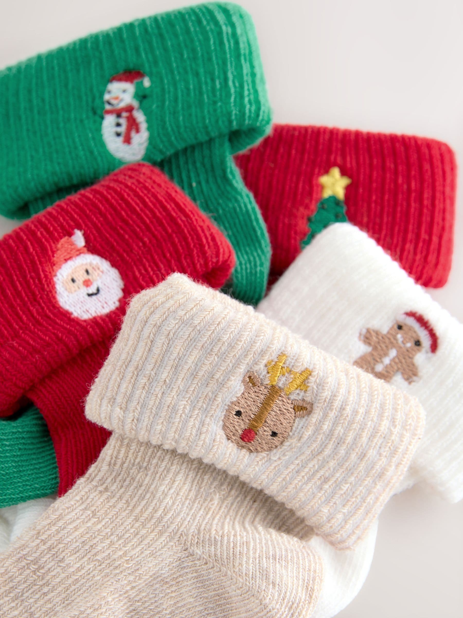 Rood - Verpakking van 5 paar Kerstmis Sokken voor Baby (0mnd -2jr)