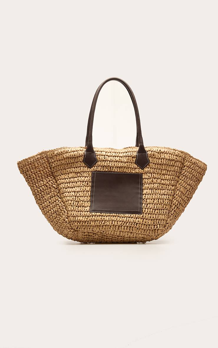Naturel Sac De Plage En Raphia Avec Poche Détail