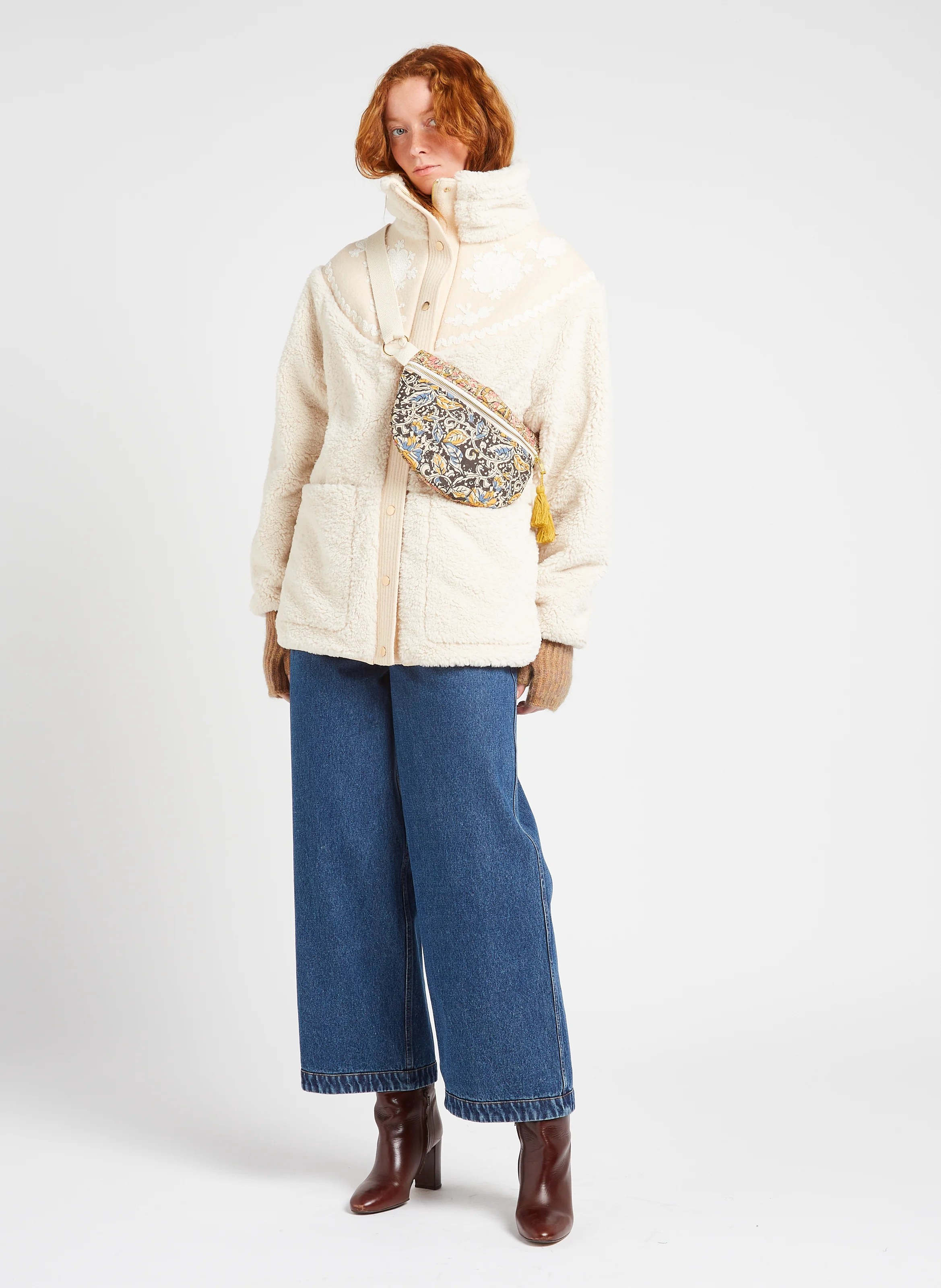 ROSE - Manteau col montant en fausse fourrure| Beige