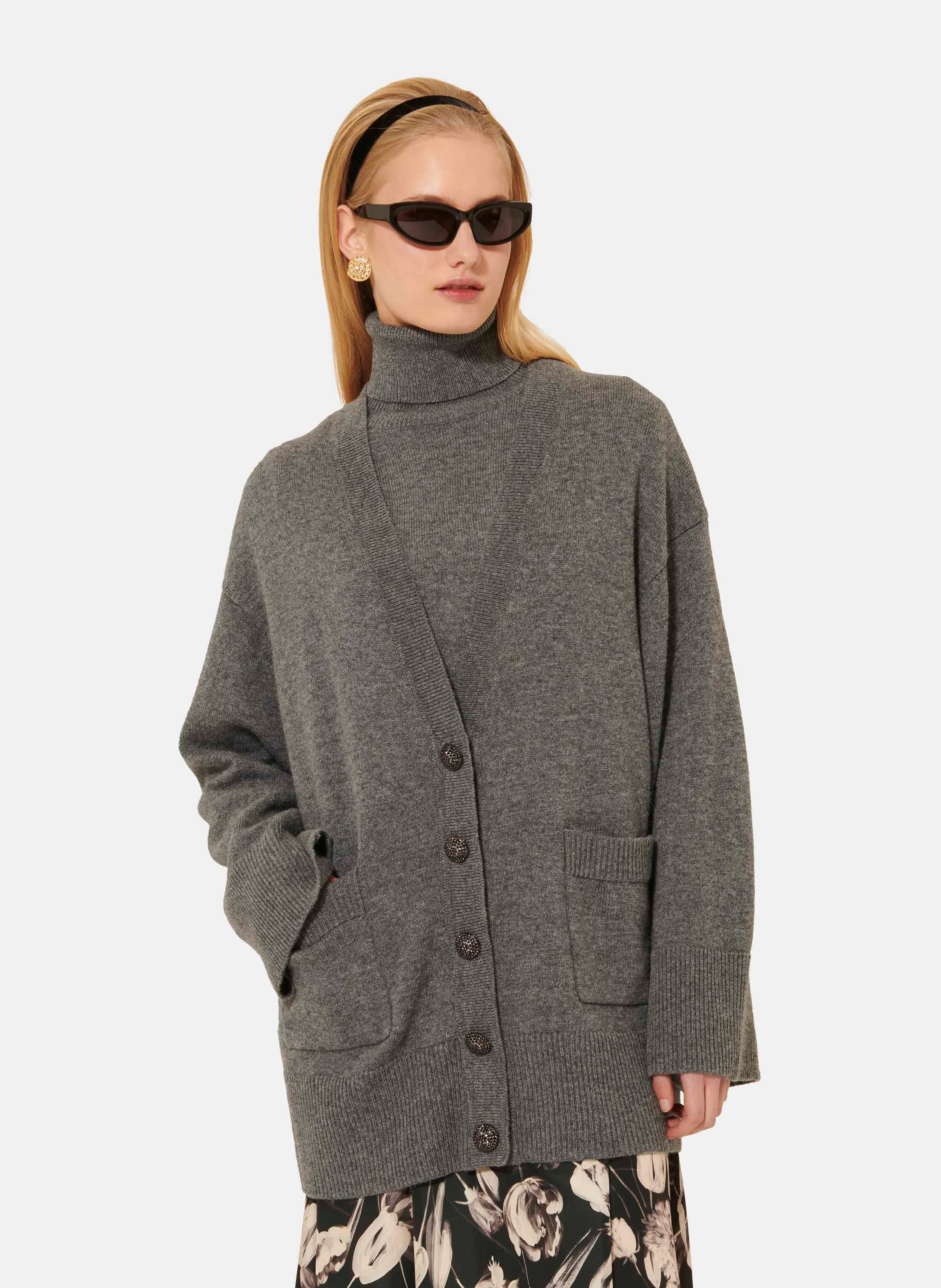 GINGER - Gilet ajusté col V en laine | Gris