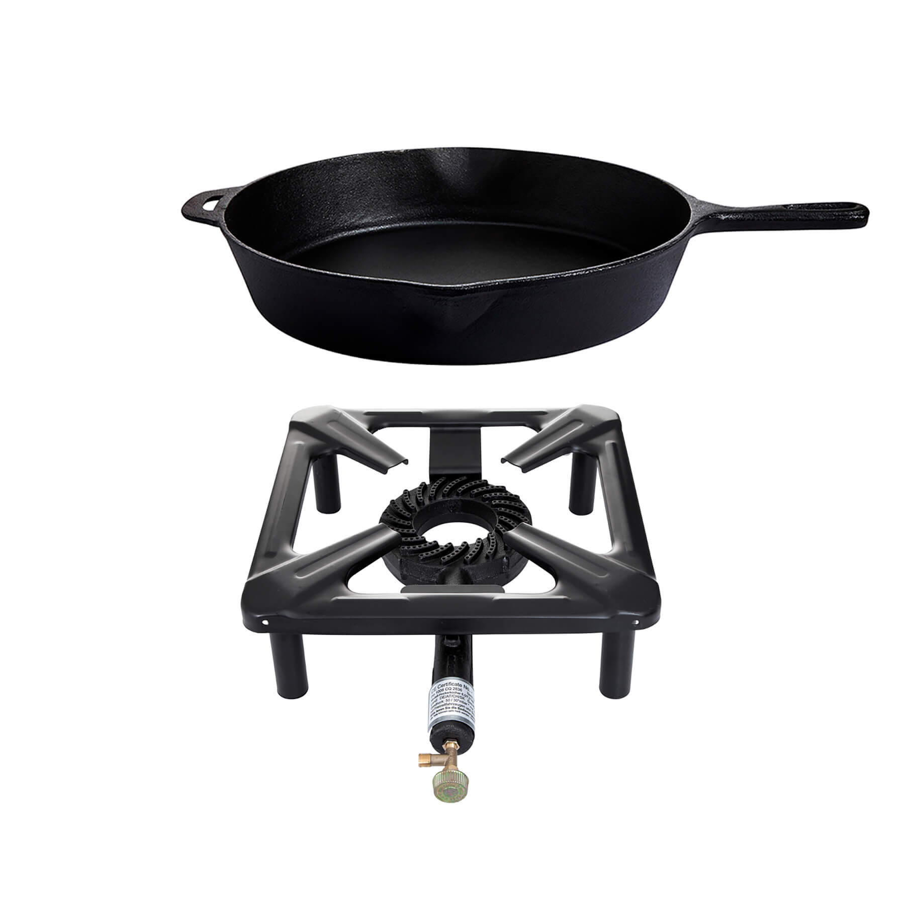 Hockerkocher-Set mit Gusspfanne Ø 35 cm