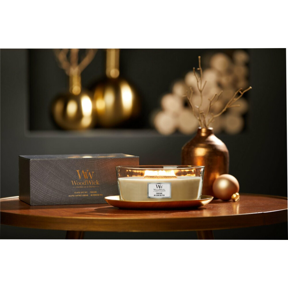 WoodWick Geurkaars Ellipse Fireside Deluxe Geschenkset454 gr