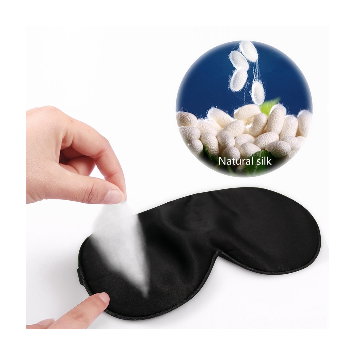 Sovemaske 100 % silke Sort