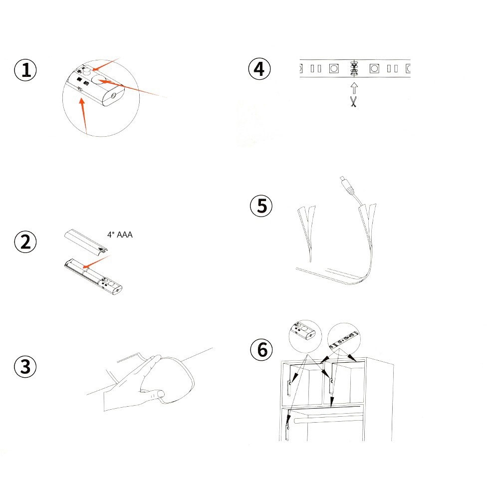(1m) 30 LED's Licht Streifen Leiste Schrank Beleuchtung Kleiderschrank Leuchtsensor mit Bewegungssensor (IP65) - Warmweiss