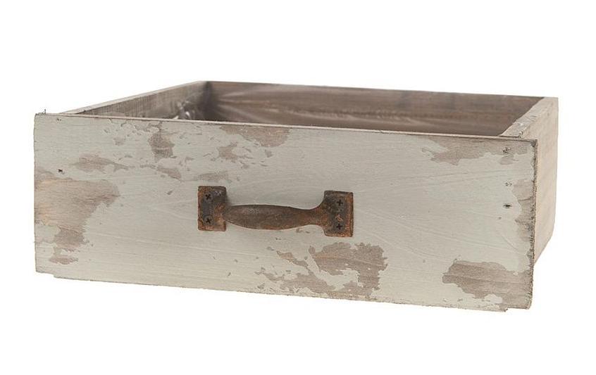 Aufbewahrungskiste mit Einsatz 24 x 22 x 8 cm, Grau/WeissPflanzenschublade