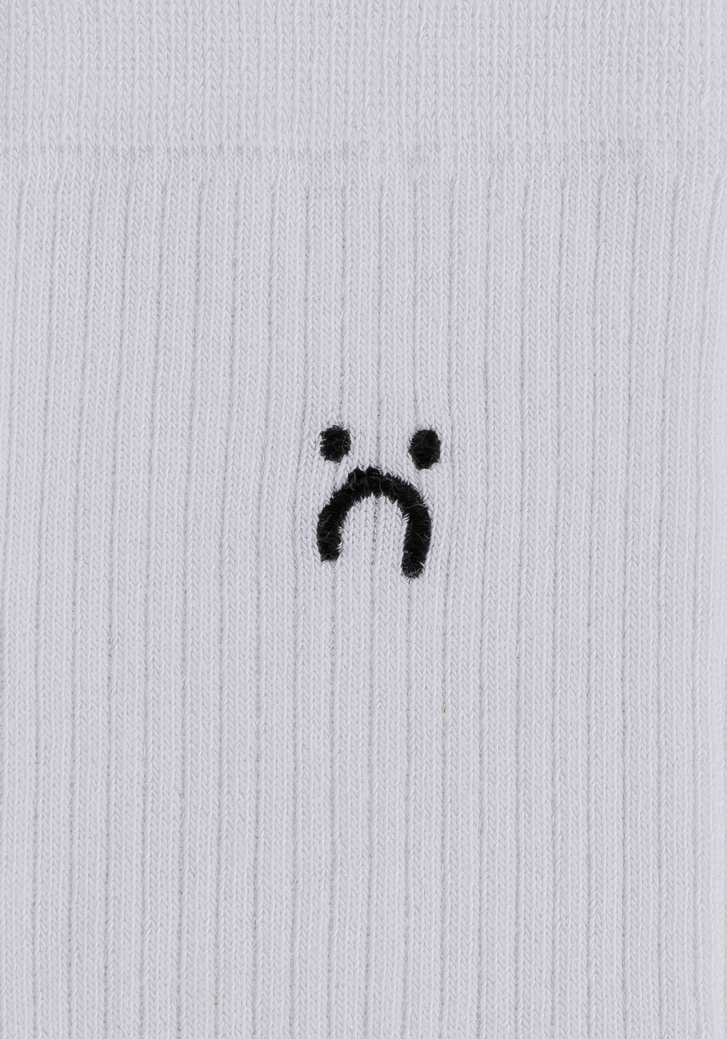 Mela 5er-Pack Socken mit Stickerei Weiss/Smiley Moods