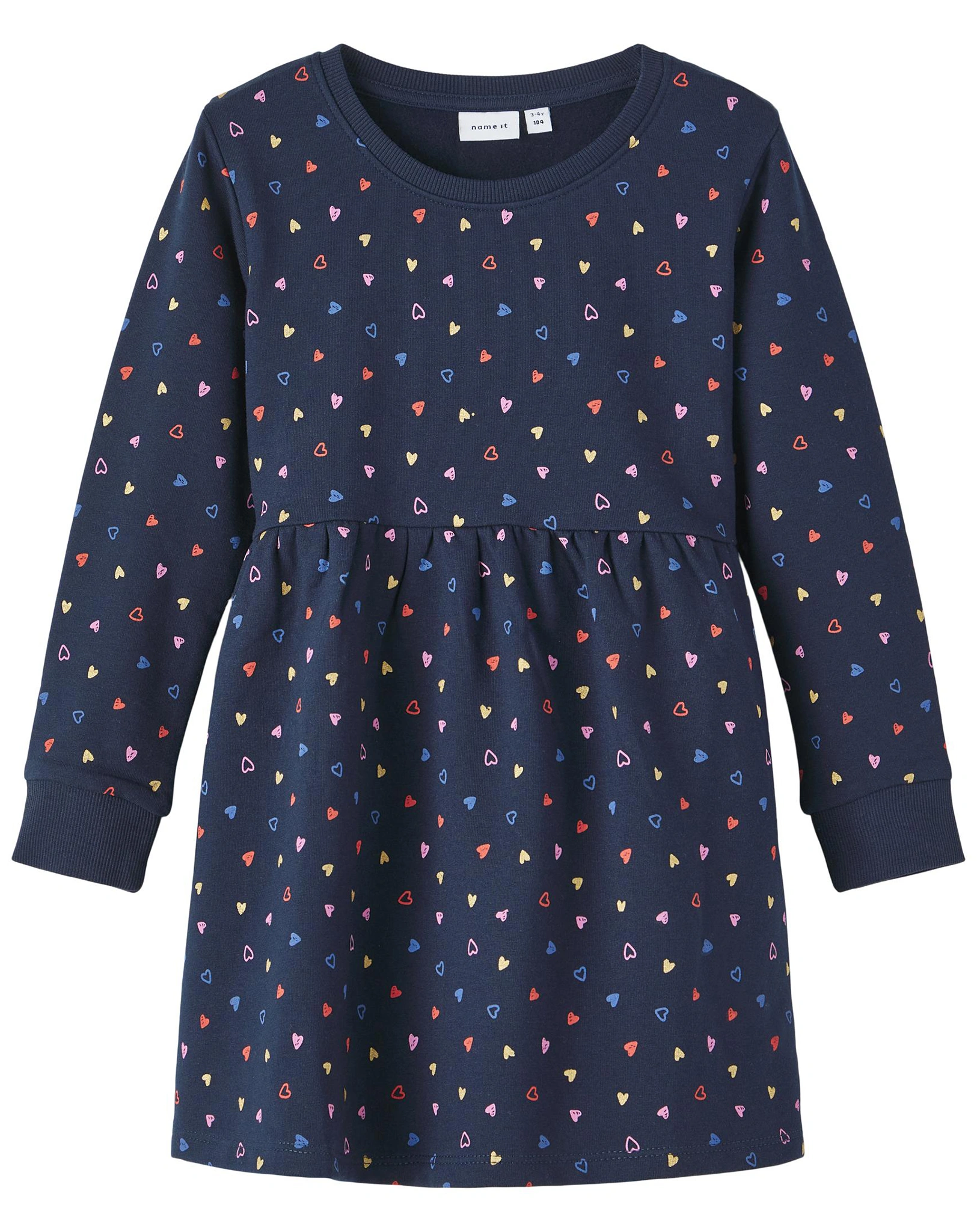 Sweat-Langarmkleid NMFTARA HEARTS in dark sapphire