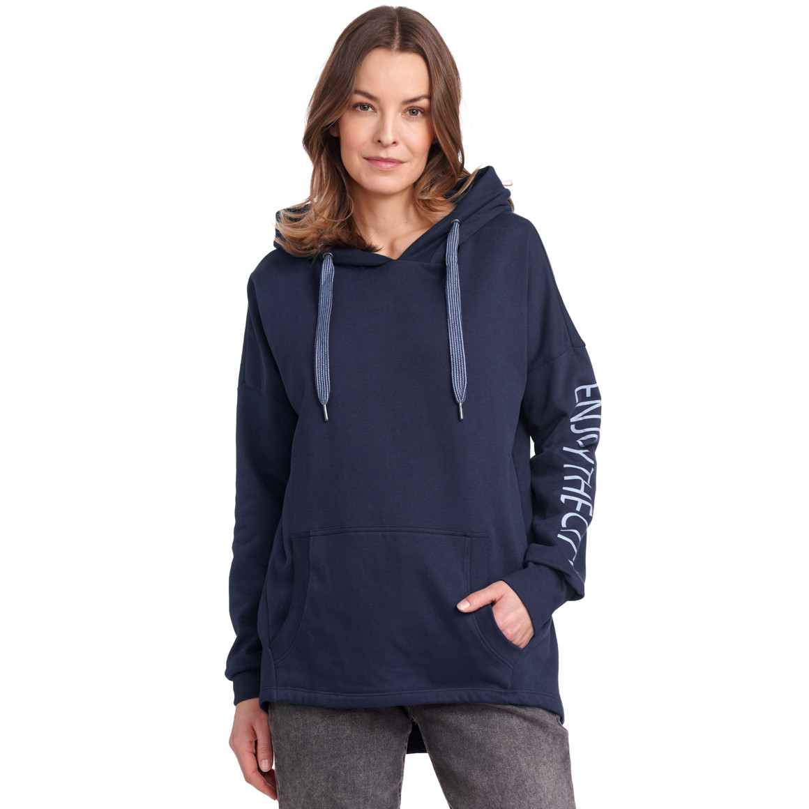 Gina Damen Hoodie mit Message-Print dunkelblau
