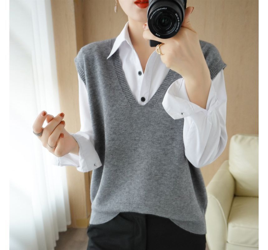 Gistinty - V-hals effen vest