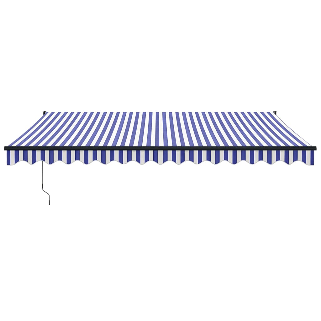 Auvent rétractable bleu et blanc 4,5x3 m tissu et aluminium