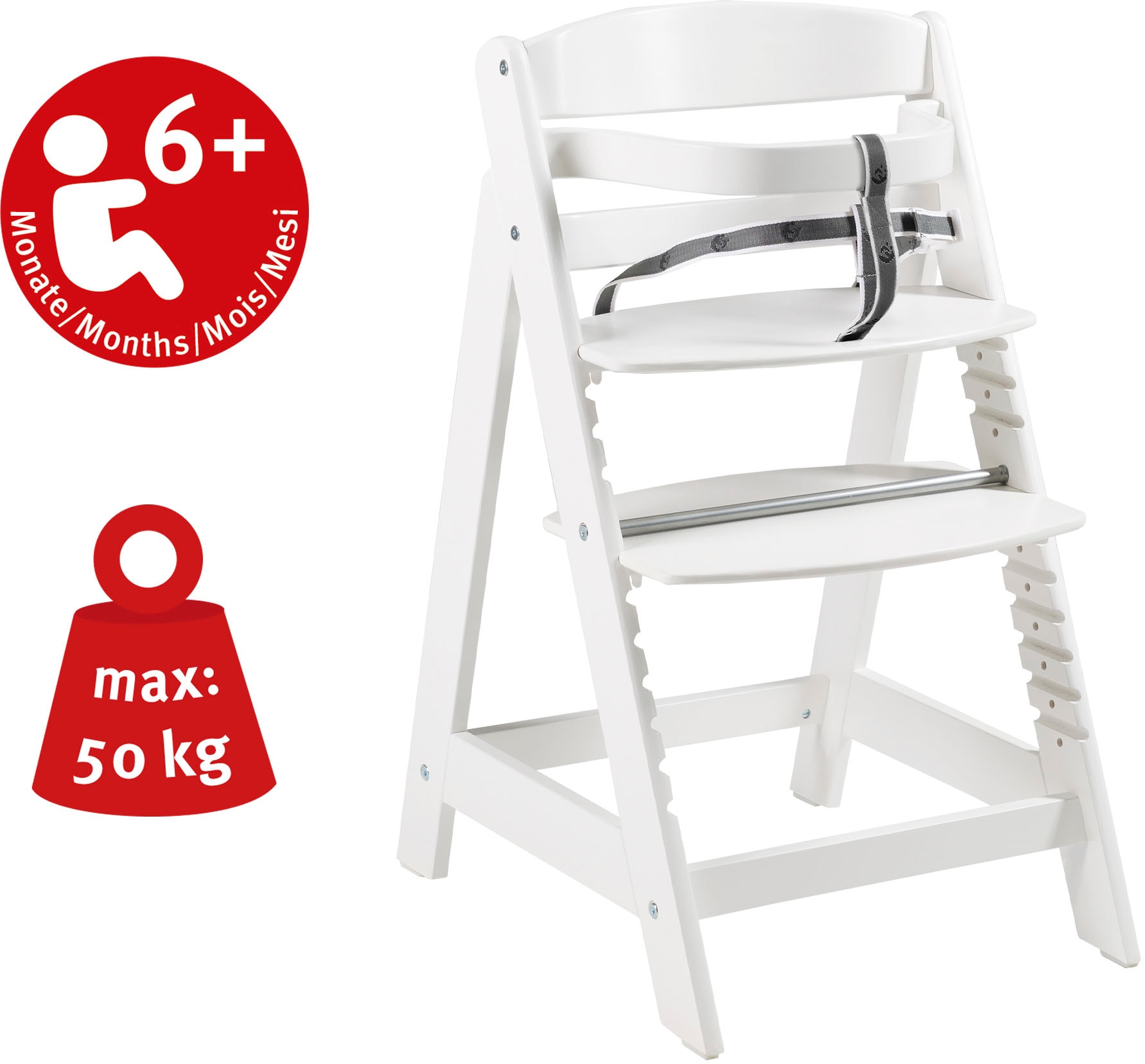 roba® Hochstuhl »Treppenhochstuhl Sit Up Click, weiss« () aus Holz