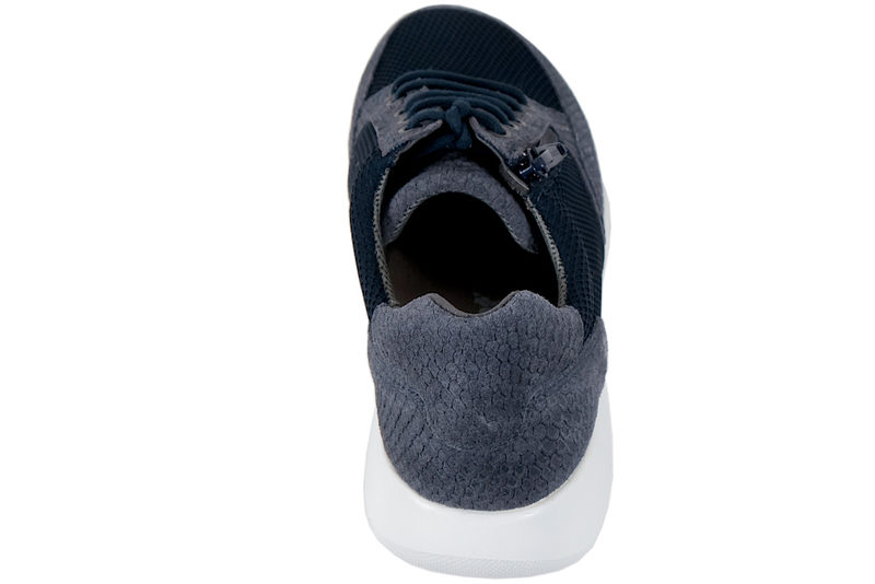 NEW FEET SKO I BLÅ RUSKIND OG TEKSTIL