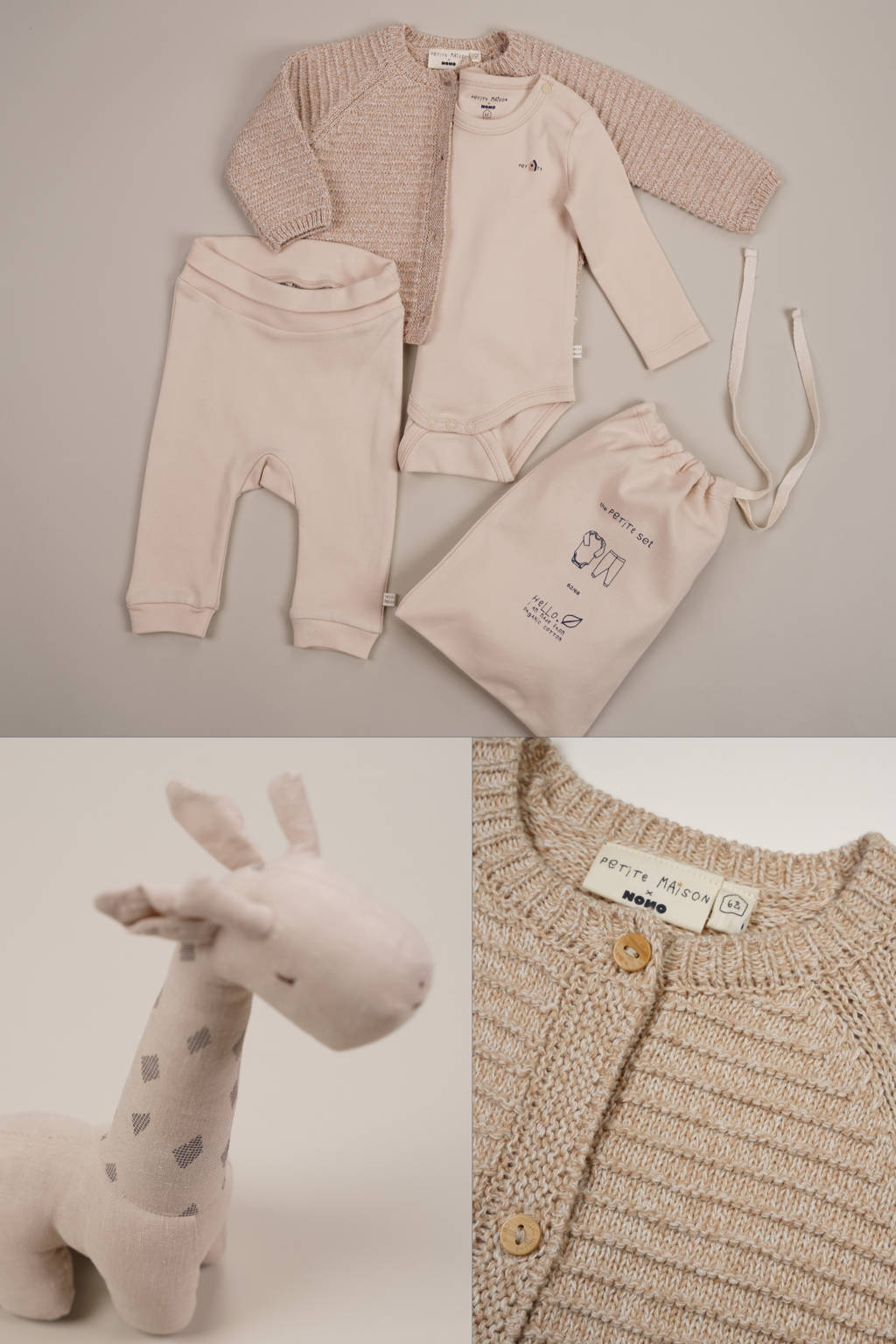 Petite Maison romper + broek Stormy beige