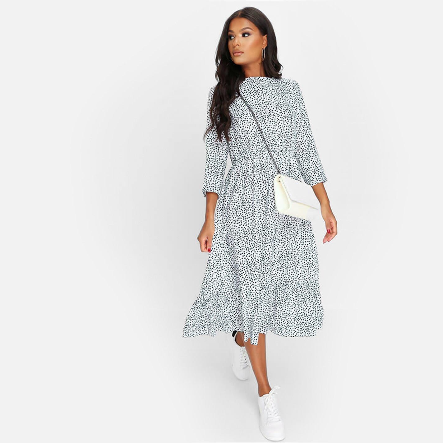 I Saw It First ISAWITFIRST Spot Print Smock Midi Dress