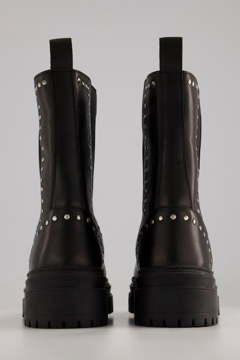 Chelseaboots, Ziernieten, Profilsohle, Leder, Weite H