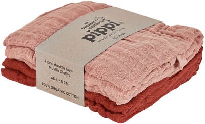 Pippi Musselinteppe 4-pack, Misty Rose