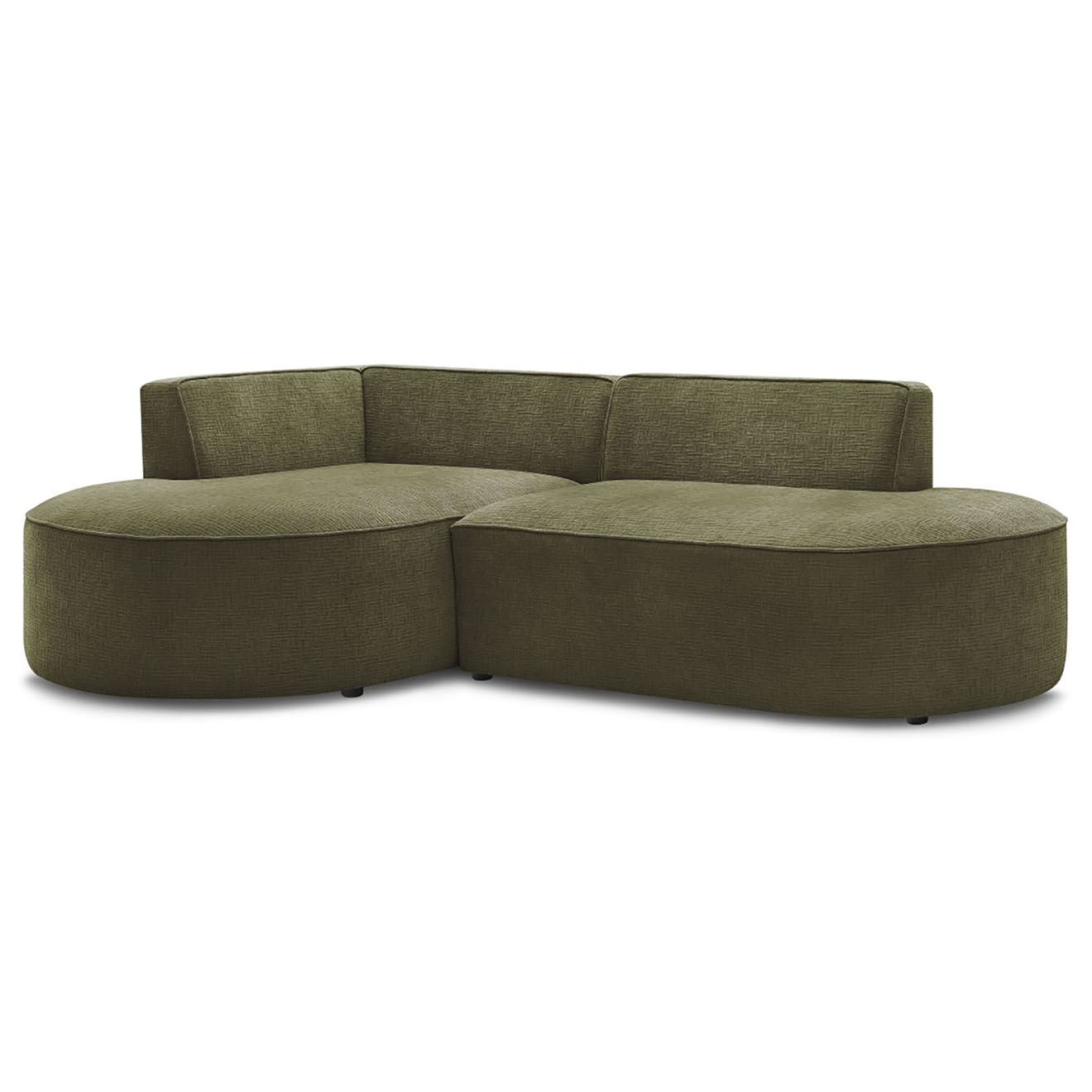 Bobochic Canapé d'angle gauche fixe 4 places Rousseau texturé vert - 250x160x72 cm