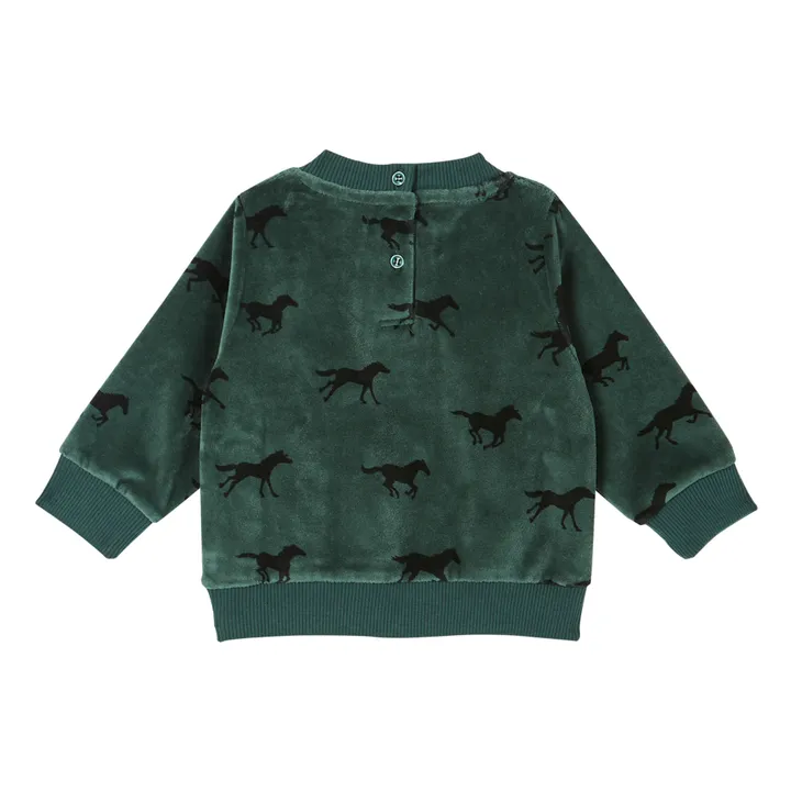 Emile et Ida Sweat Velours Chevaux | Vert
