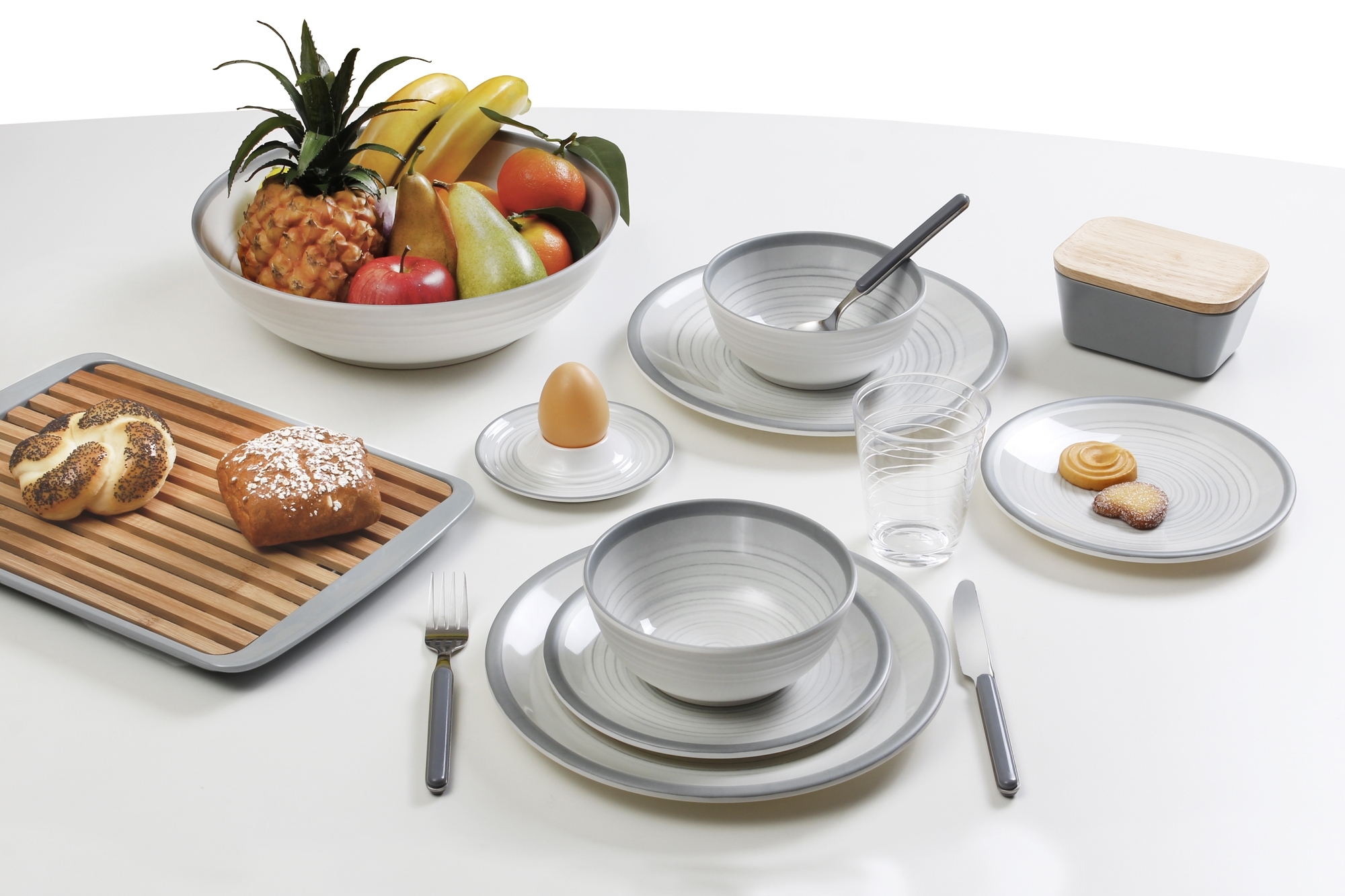 Brunner Bellagio Geschirr-Set 16-tlg. grau / weiß für 4 Personen