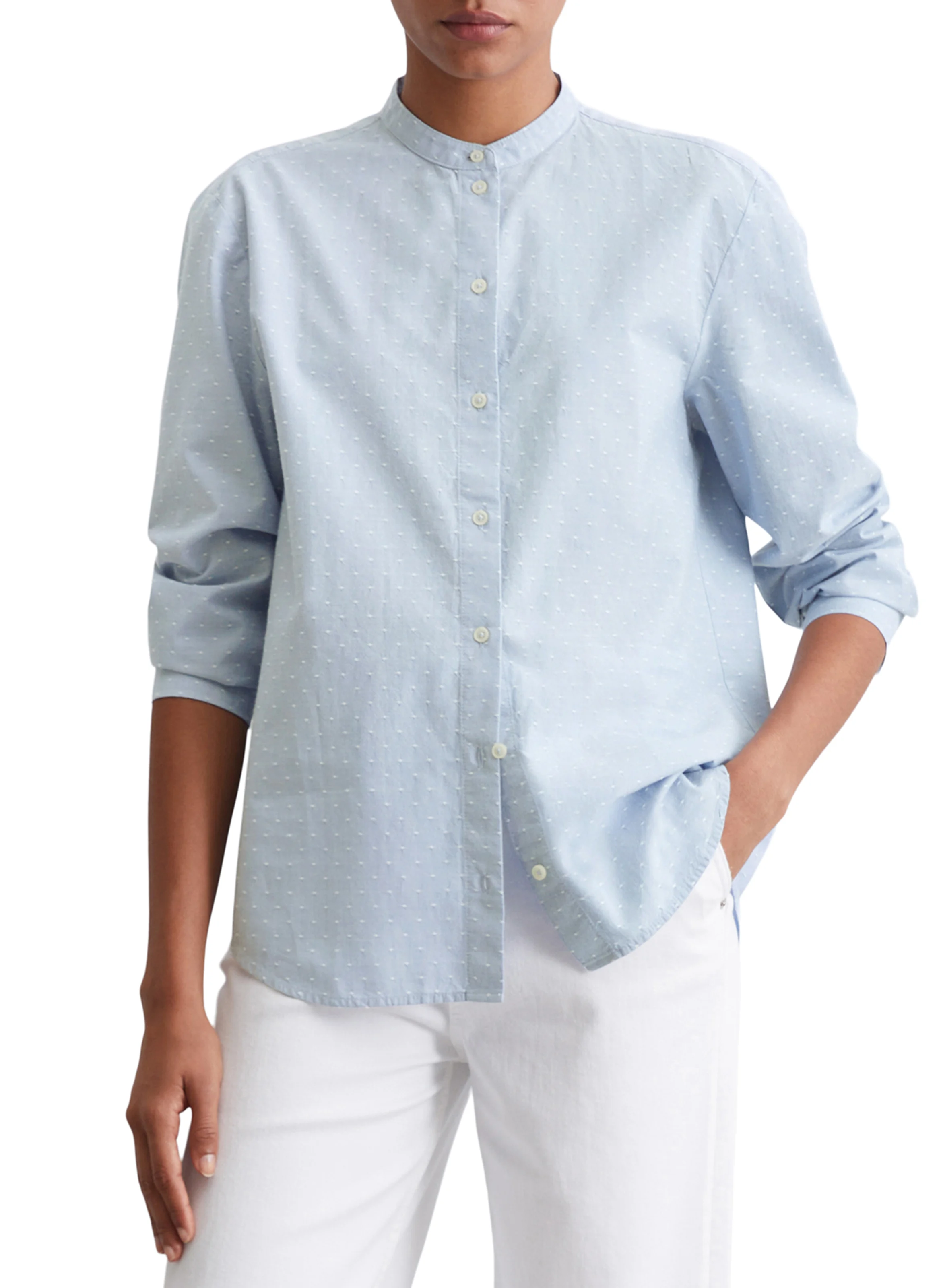 Chemise droite à pois en coton | Multicolore