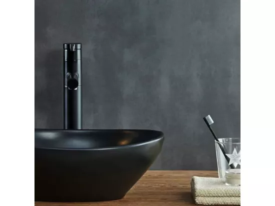 Lavabo Ovale Classique en Céramique,Bac à Laver Vasque à Poser Noir Mat,Évier de Salle de Bain - 41x34x14.5cm