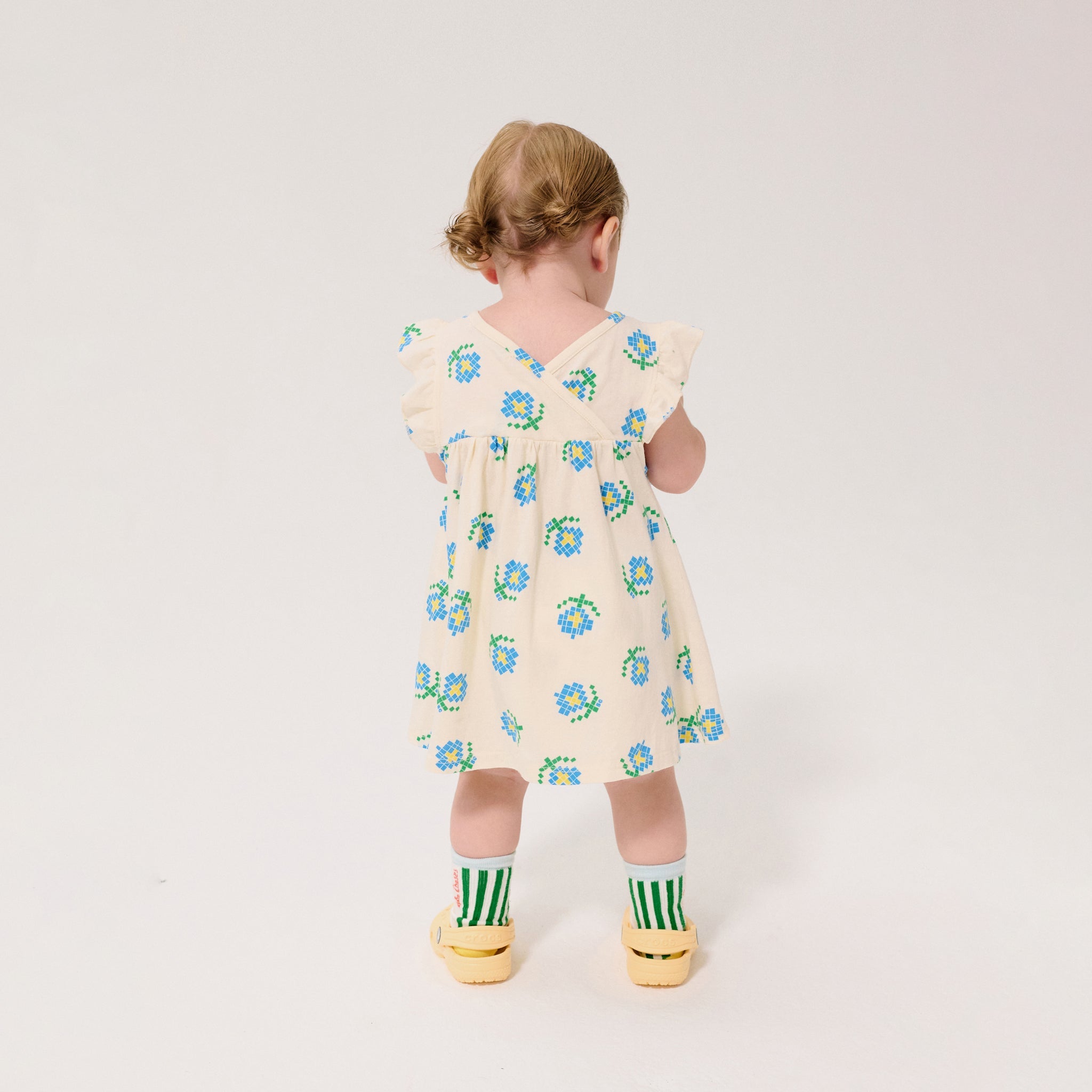 Baby Kleid Pixel Flowers White