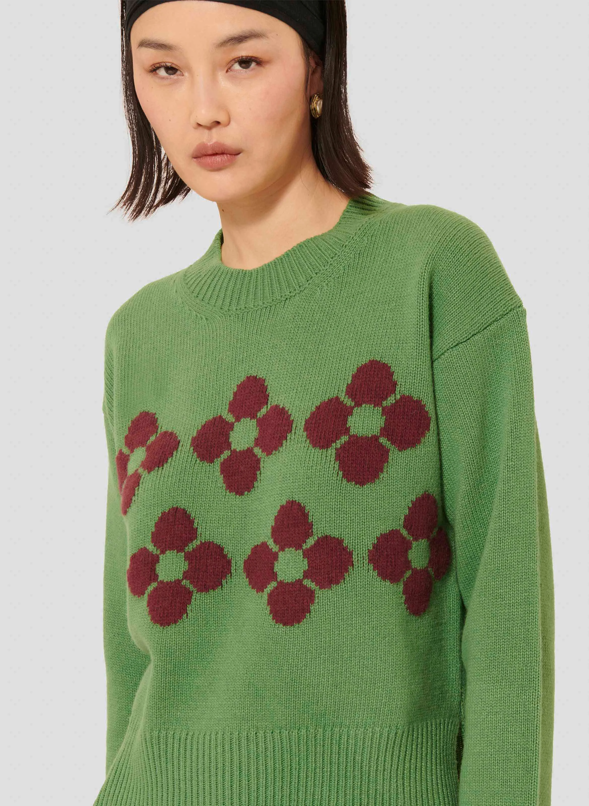PHELYCIA - Pull imprimé en laine mélangée | Vert