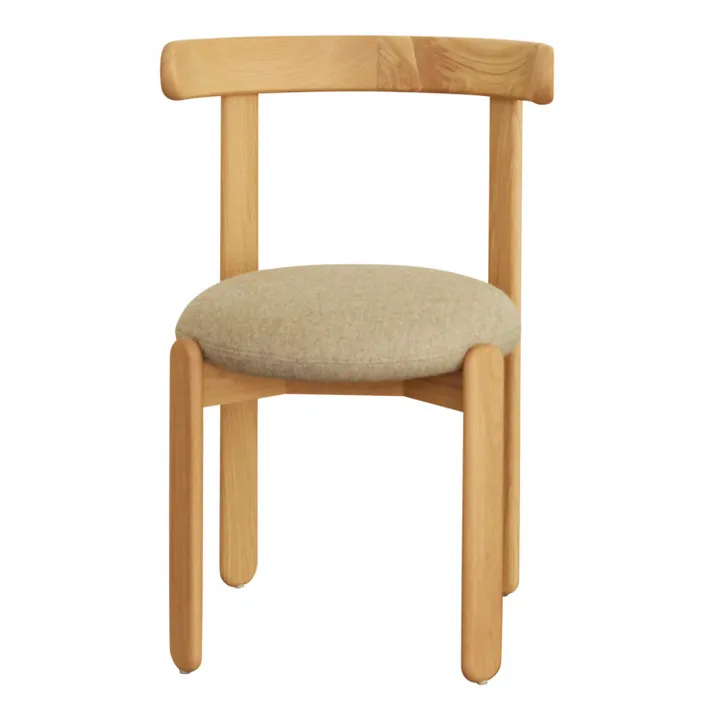 Gabrielle Paris Chaise Lilas en bois, assise en lin  | Crème
