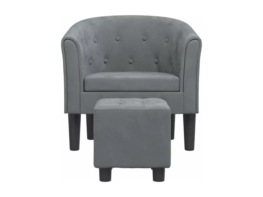 Fauteuil cabriolet avec repose-pied gris foncé velours