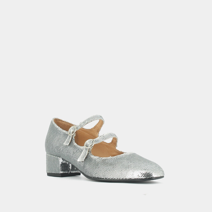 Babies doubles boucles et talons  en sequins argent