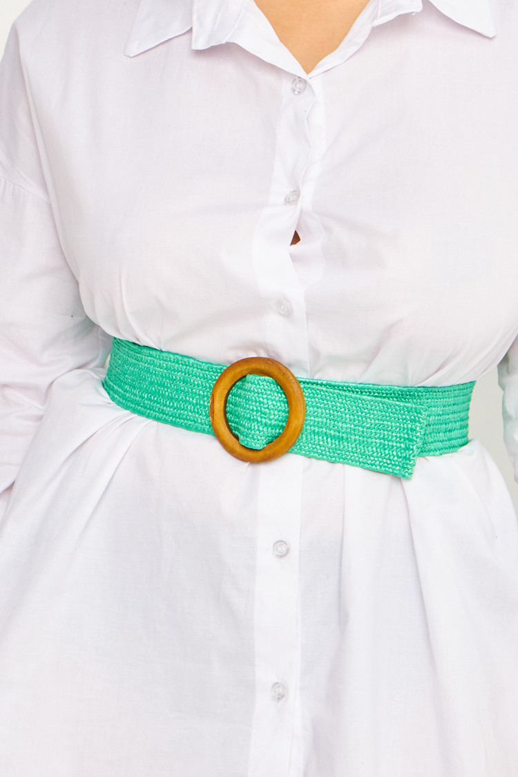 Ceinture tressée verte boucle ronde