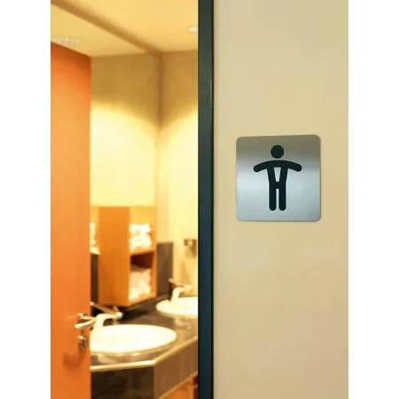 Durable 495423 Picto Quadratisch WC Herren, 150 x 150 mm, metallic silber