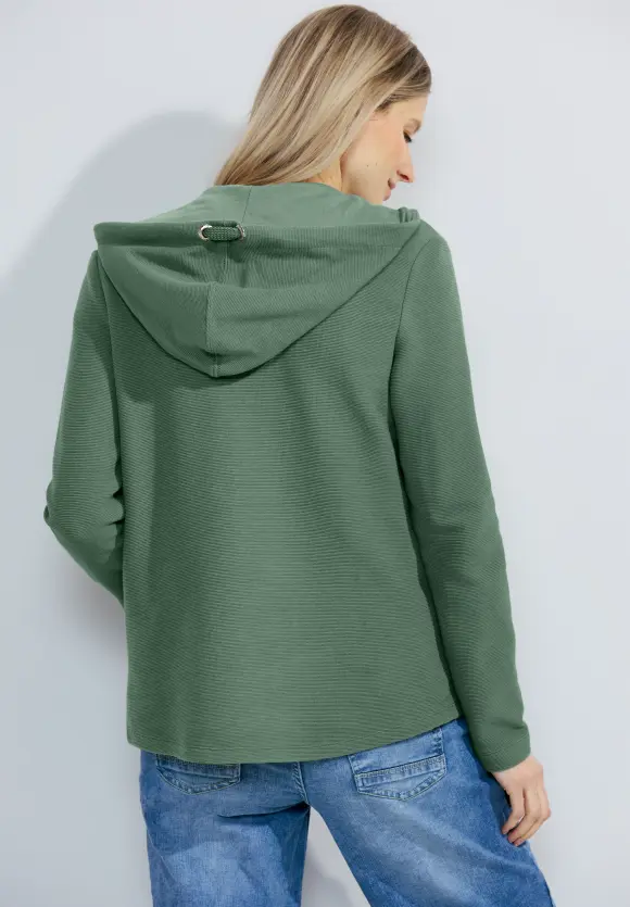 Kapuzen Sweatjacke - raw salvia green