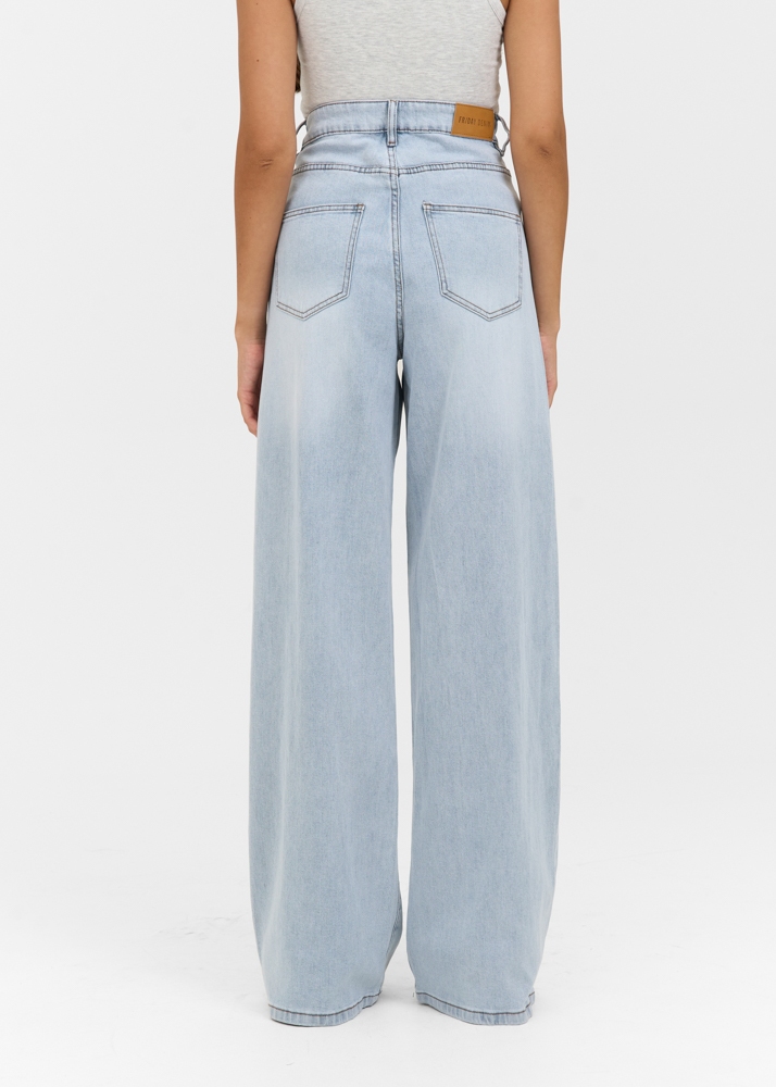 Wide leg stretch lightweight jeans sky blauw