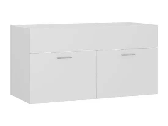 Armoire d'évier avec lavabo intégré Blanc Aggloméré