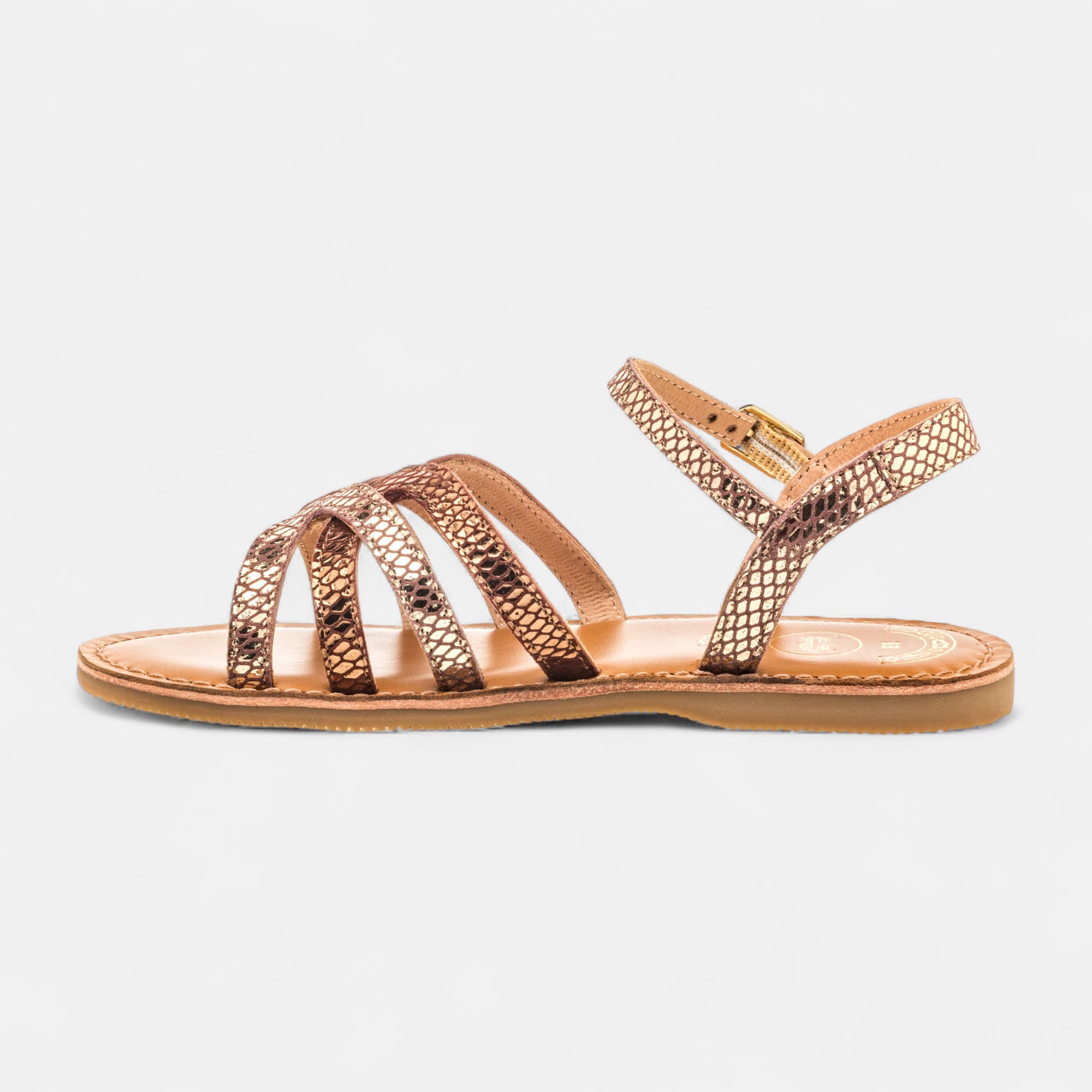 Nu-pieds Fille en cuir marron