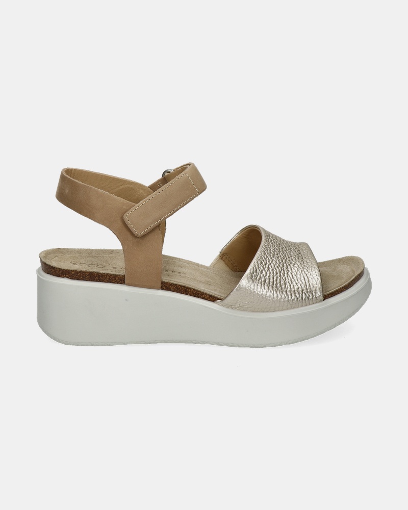 Ecco Flowt Wedge Sandalen  - goud