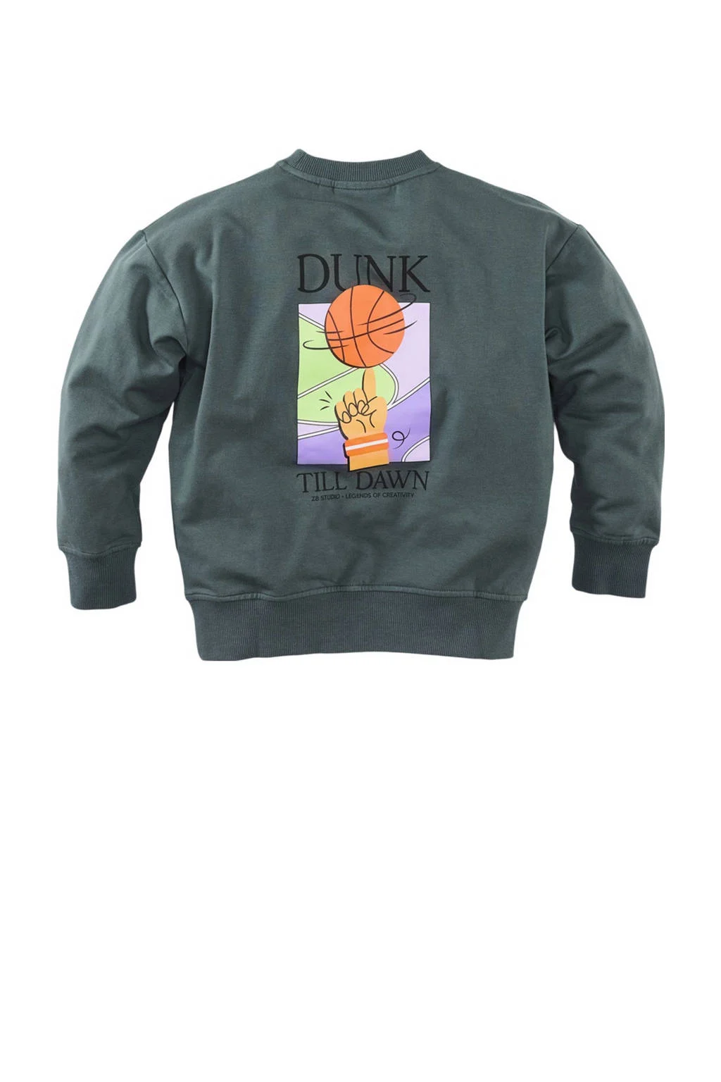 Z8 kids sweater Luka met backprint grijsgroen