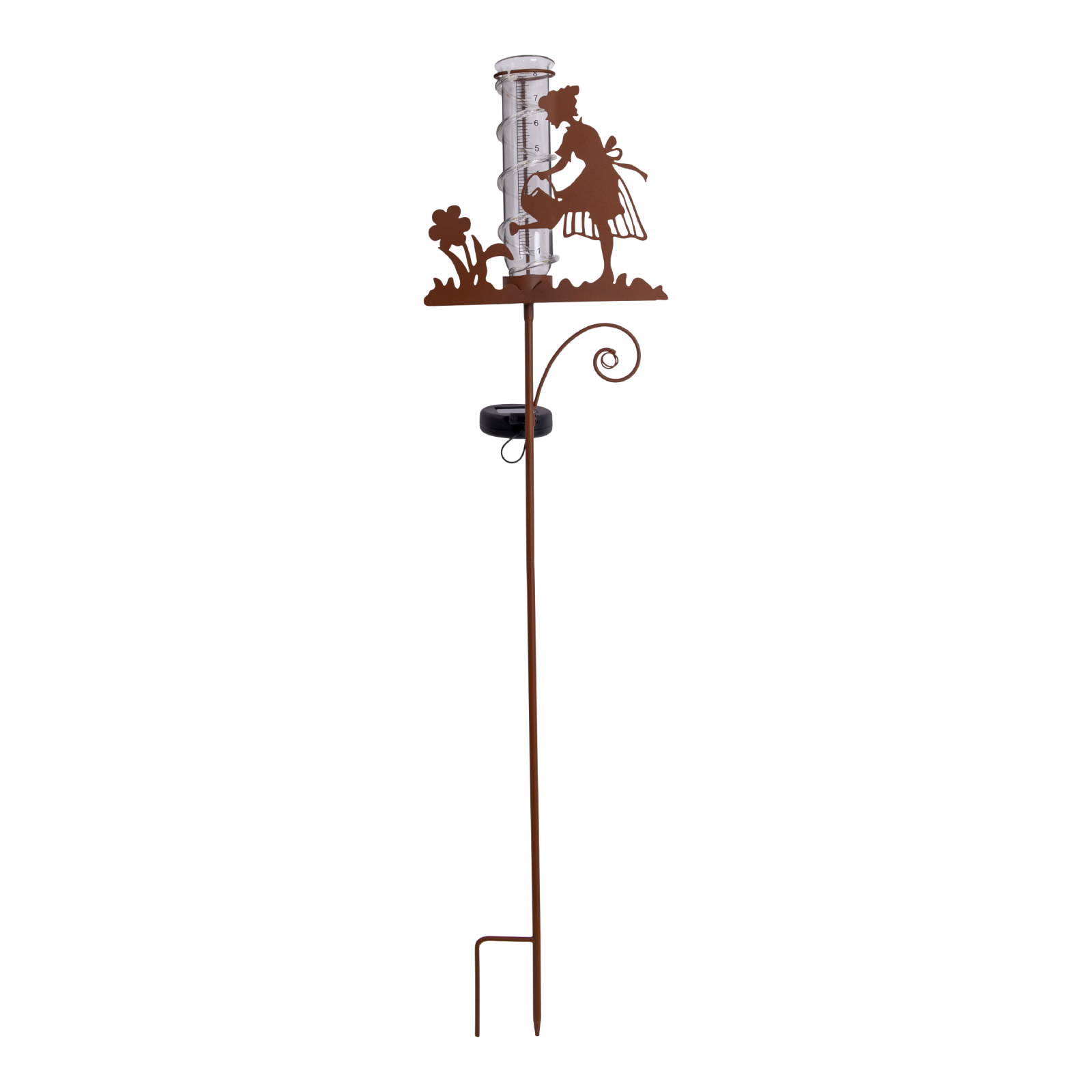 LED-Solar-Erdspieß - braun - mit Regenwassermesser - 95 cm