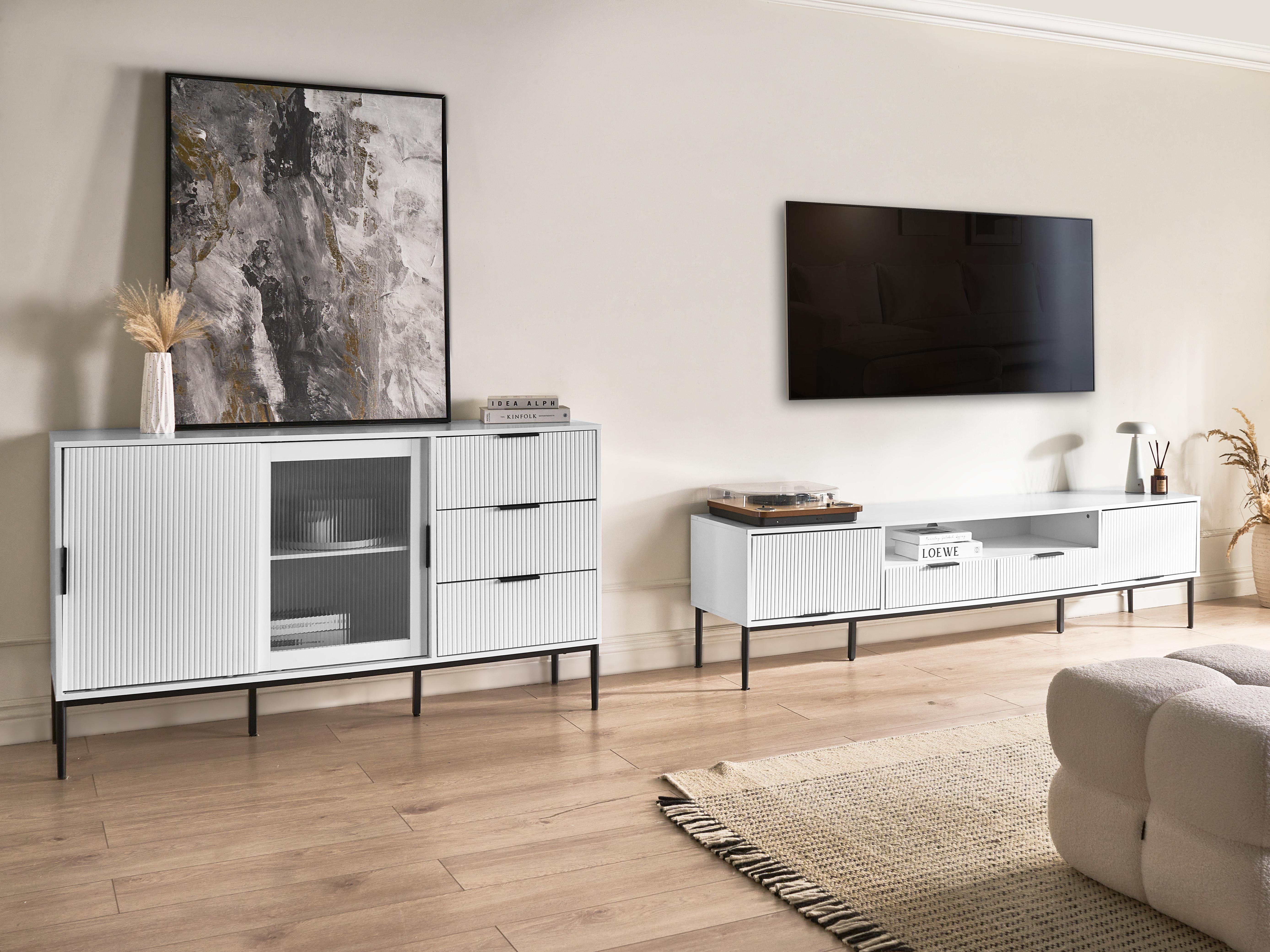 Dressoir met glazen deuren LEDUC Wit