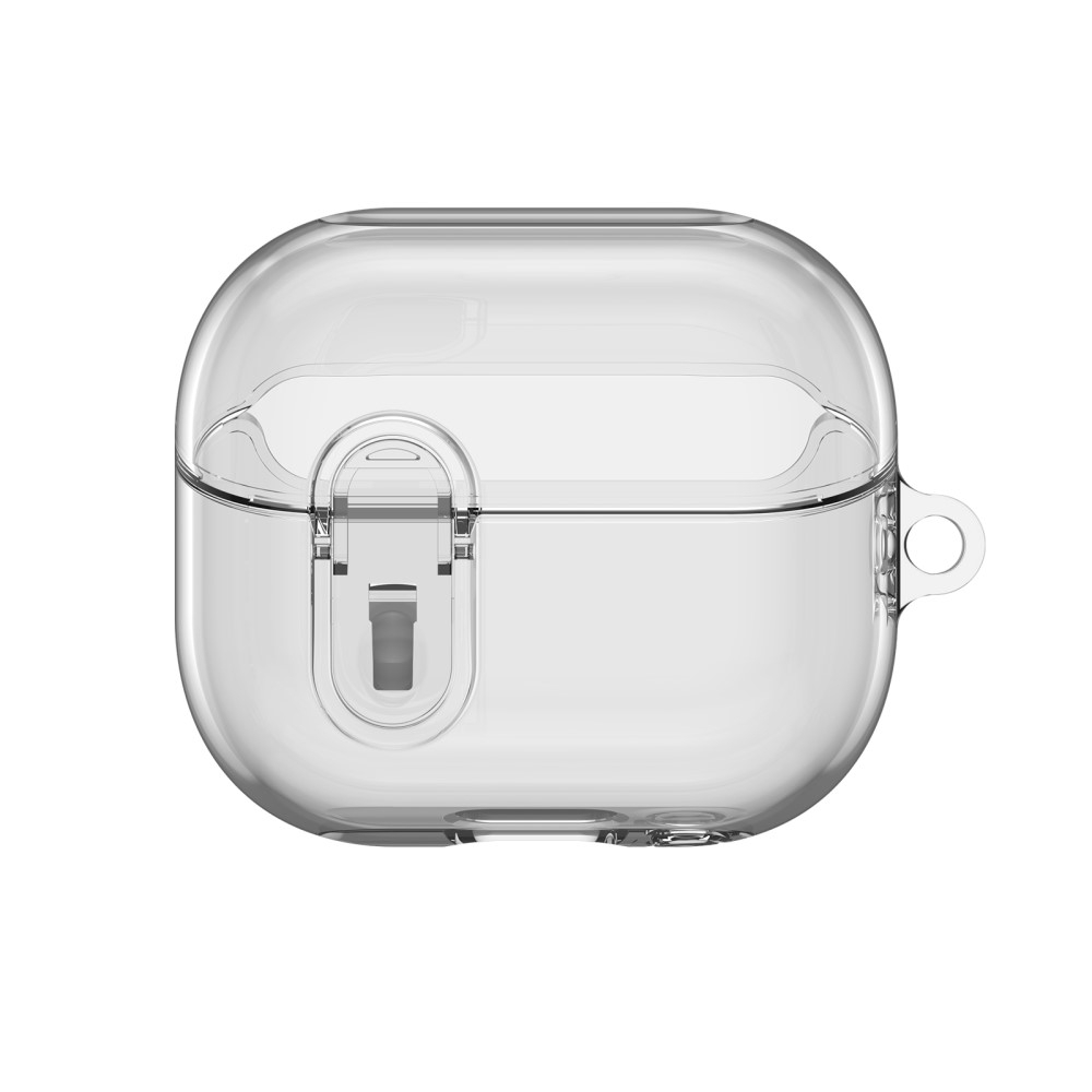Samsung Galaxy Buds 3 / Buds 3 Pro Hybrid Hardcase Schutzhülle mit Verschluss   Karabinerhaken - Grau / Transparent