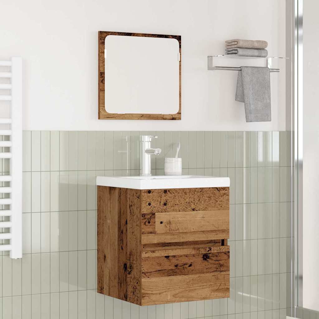 vidaXL Badkamermeubelset 3-delig antiek hout en wit medium