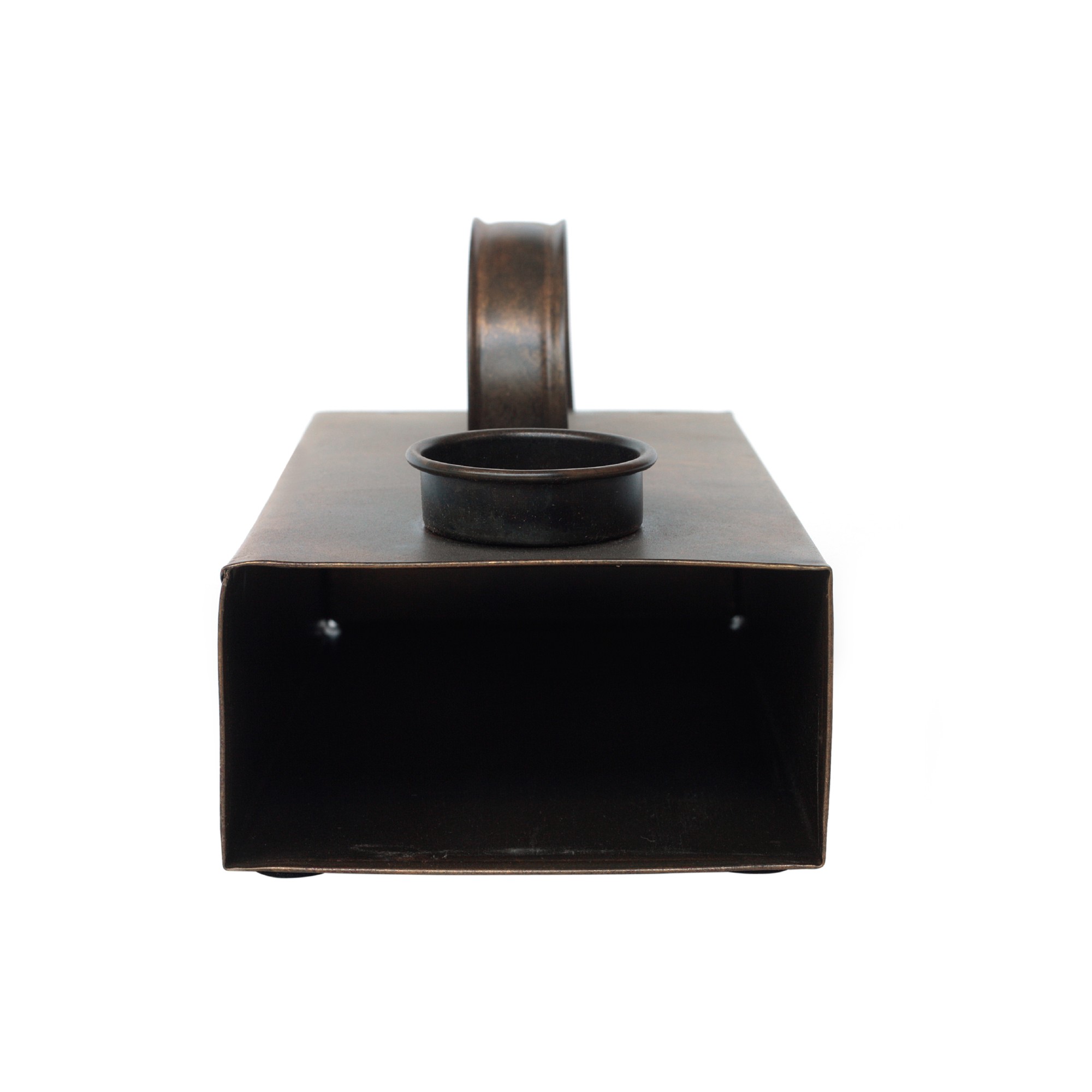 Teelichthalter 'Tingker', antikbraun, T 24 cm, B 10 cm, H 10 cm von fischer's lagerhaus