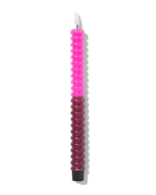 bougie LED nervurée rose/rouge foncé