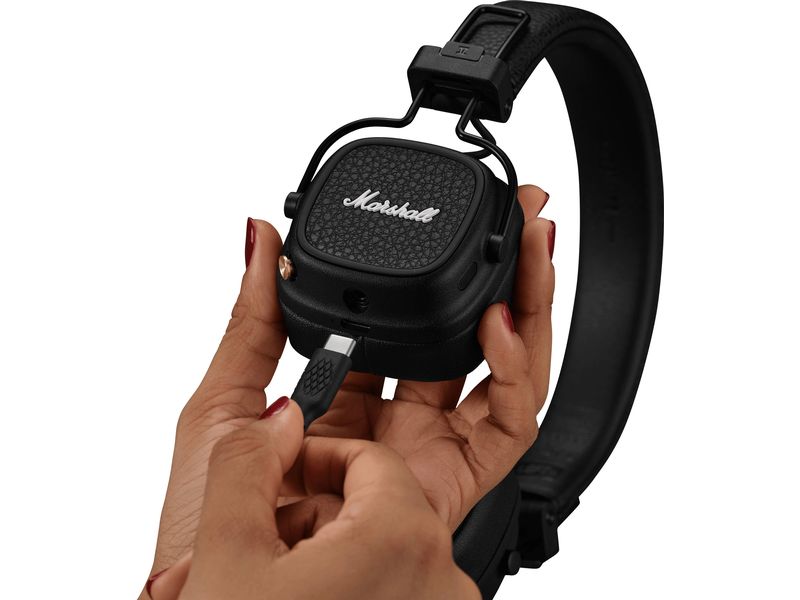 Marshall Wireless On-Ear-Kopfhörer Major V Schwarz Ein Klassiker kehr zurück – Mit bis zu 100 Stunden kabelloser Spieldauer