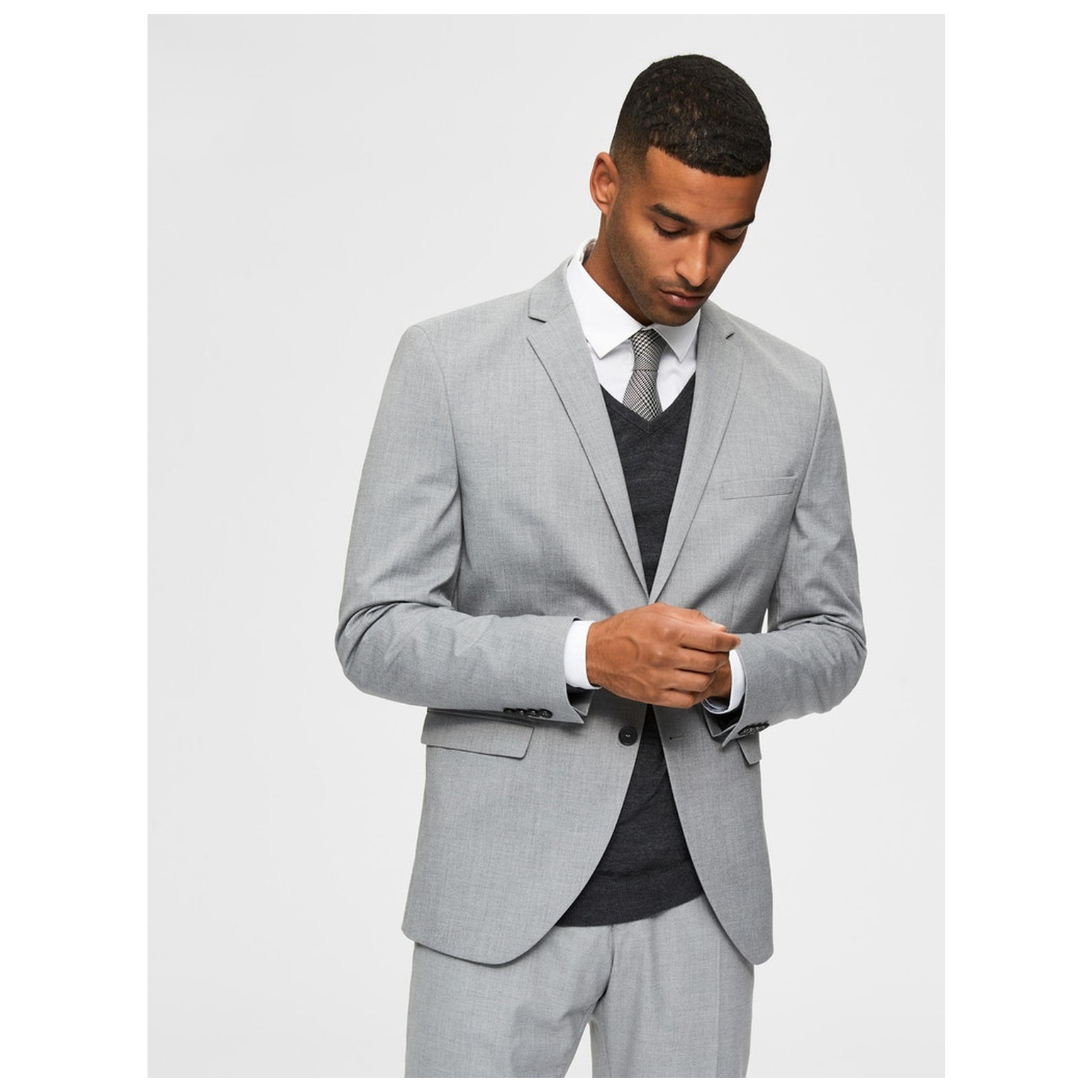 selected SLHSLIM-MYLOLOGAN LIGHT GREY