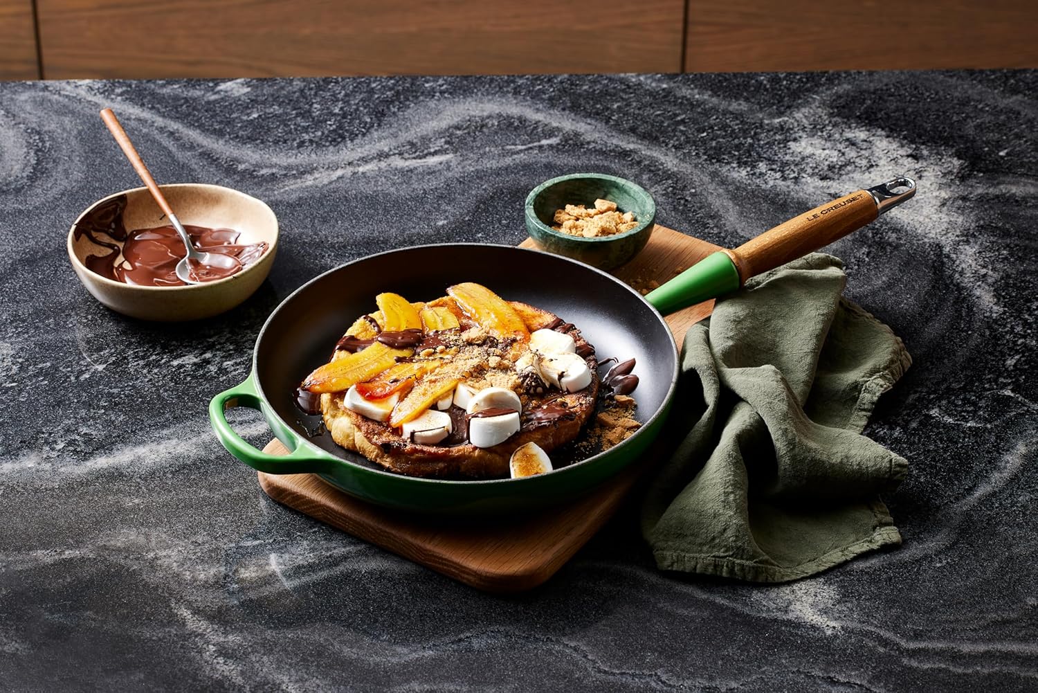 LE CREUSET Signature gusseiserne Bratpfanne mit Holzgriff 28 cm Bamboo, 20258284080422